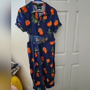 Collectif Pinup Wiggle dress with waistbelt